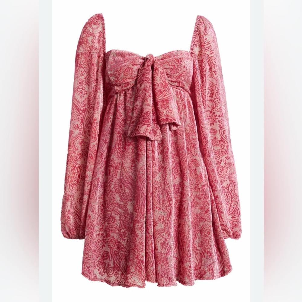 NWOT For Love & Lemons Francesca Paisley Babydoll Bubble Sleeve Dress Size 1X - Picture 11 of 11